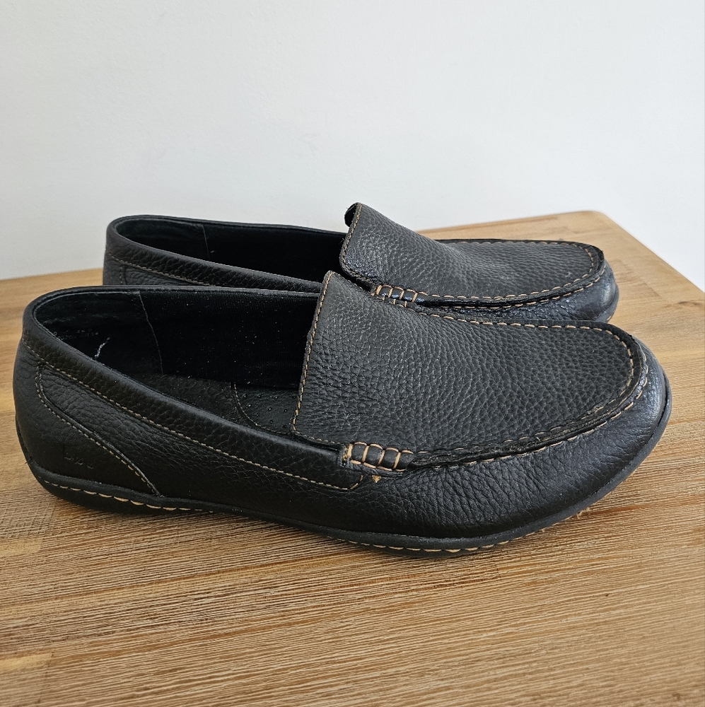 BOC Born Concept Brampton Mens Pebbled Black Leather Slip On Loafers,